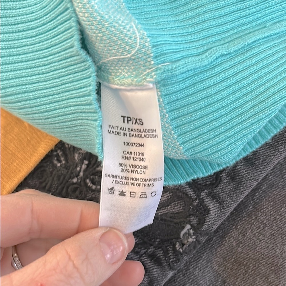 Garage Y2K Swirl Knit Crop Tank Top Aqua Blue XS Fitted Stretch Mermaidcore - Picture 8 of 11